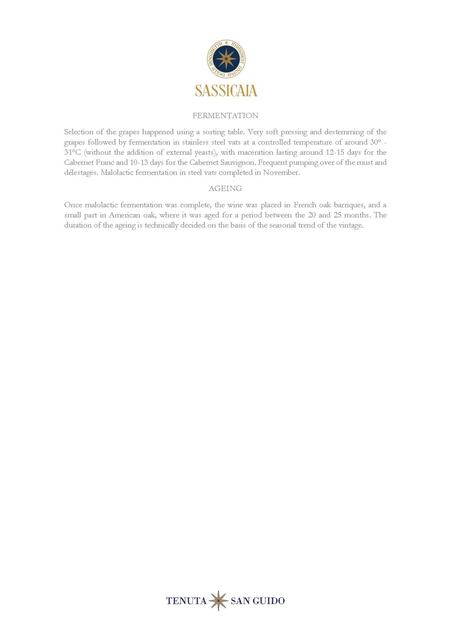 Sassicaia 2015 – Bolgheri DOC 750ml Tenuta San Guido