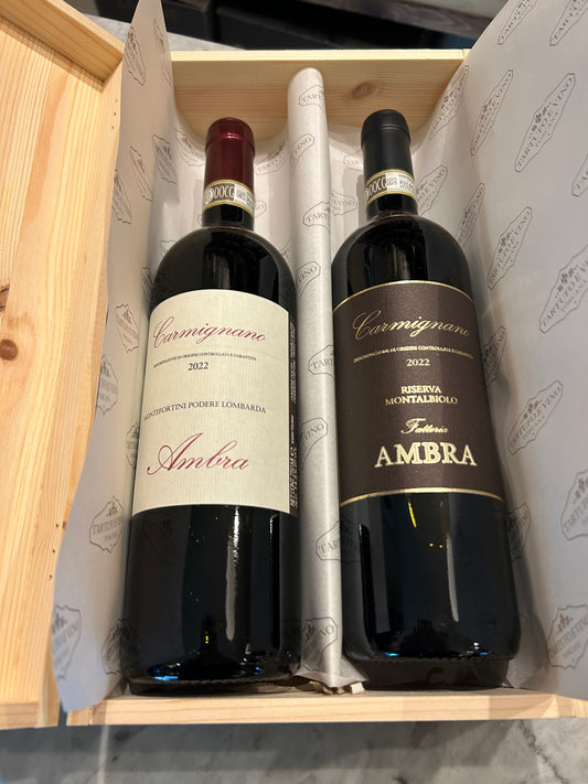 Ambra Carmignano 750mlx2 WOODEN BOX-Riserva Podere Lombarda and Riserva Montalbiolo