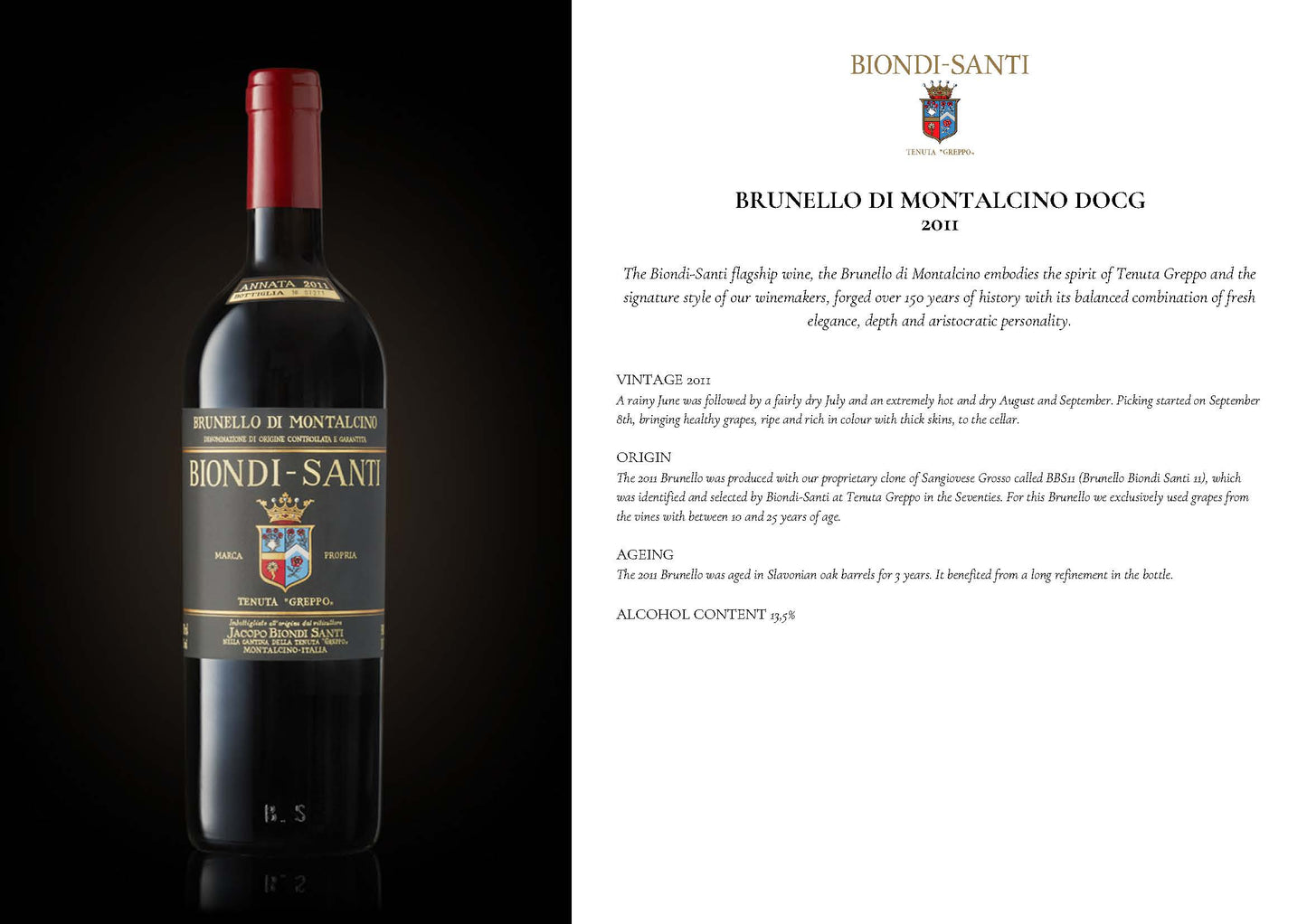 Brunello di Montalcino DOCG 2011 750ml  Biondi-Santi